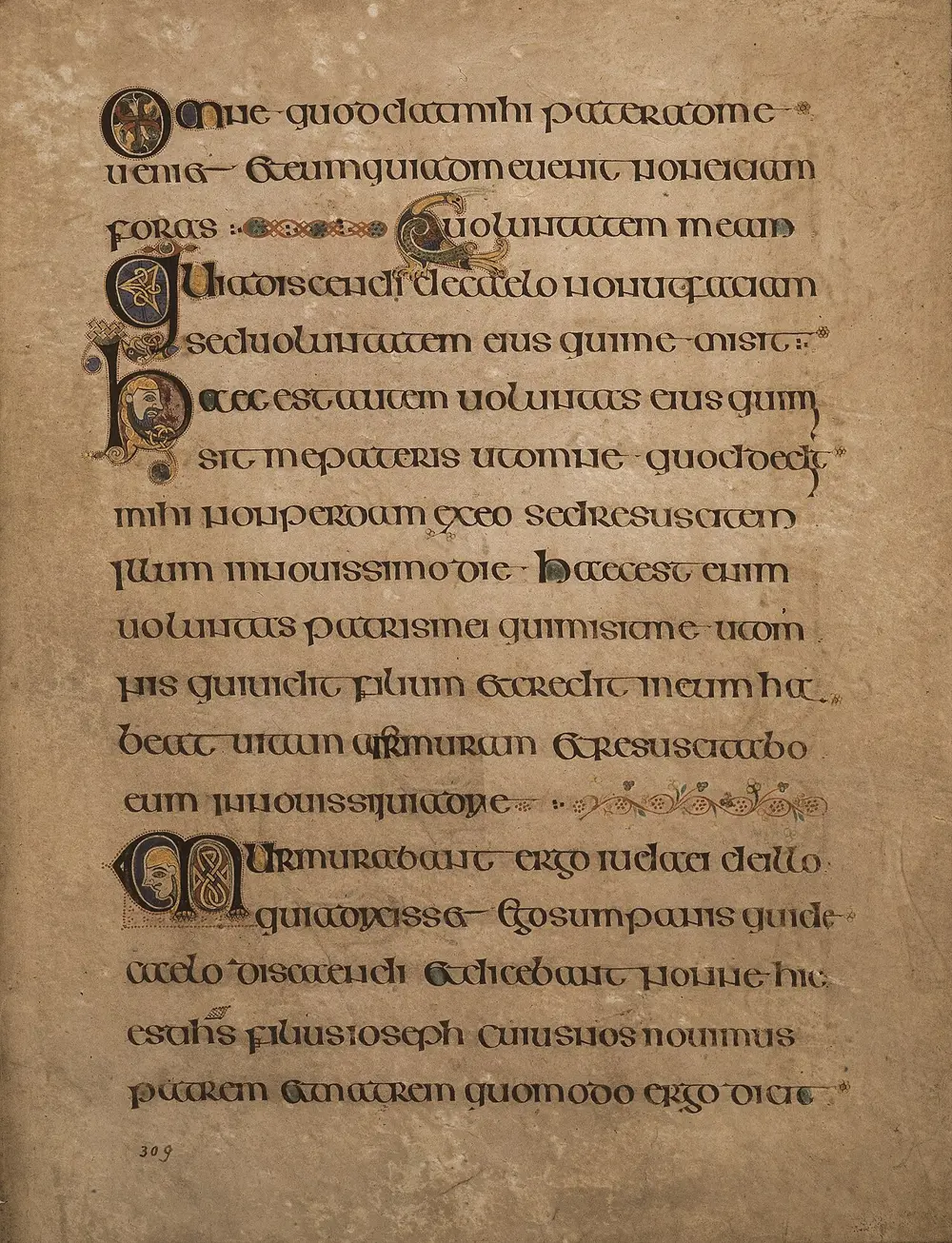Folio 309r of the Book of Kells (Trinity College Dublin), c. 800.